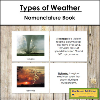 Preview of Types of Weather Book - Montessori Nomenclature