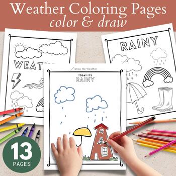 Preview of Types of Weather Coloring Pages FREE Spring Kindergarten Early Finisher