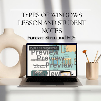 Preview of Types of Windows Lesson and Student Notes- Architecture/Interior Design-CTE