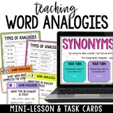 Types of Word Analogies Vocabulary Mini-Lesson & Task Cards