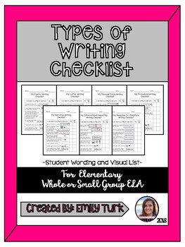 Preview of Types of Writing Checklists BUNDLE