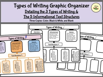 Preview of Writing Anchor Chart/Graphic Organizer - 3 Types of Writing & 5 Text Structures