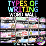 Types of Writing Word Wall ~ 35 Writing Posters or Flashcards