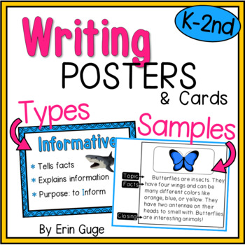 Preview of Types of Writing and Writing Samples Posters and Cards 
