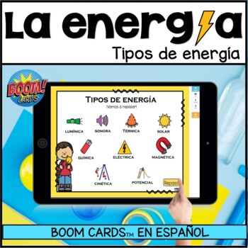 Preview of Energía | Tipos de energía BOOM CARDS | Distance learning | ENERGY in SPANISH