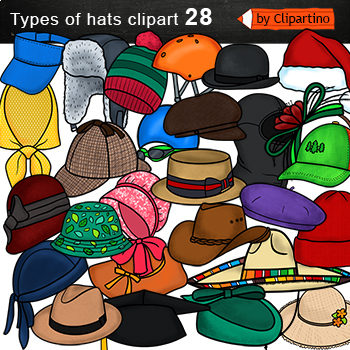 Preview of Types of hats Clip Art/ Hat Clip Art commercial use/ Seasonal hats