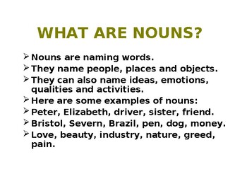 Preview of Types of nouns Lesson PPT