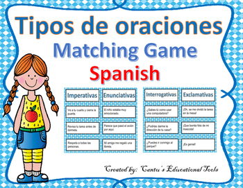 Preview of Types of sentences Matching Game (Spanish) / Tipos de oraciones