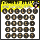 Typewriter Letters - Upper Case Gold Letters Clip Art Set 