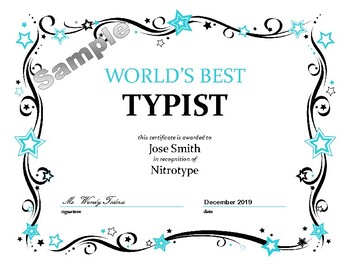 Typing Certificate by Wendy Todoric | Teachers Pay Teachers