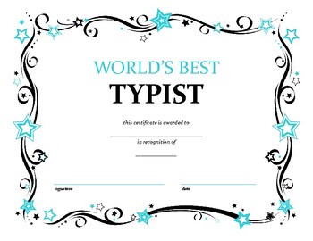 Typing Certificate by The Cool Classroom TCC21 TPT