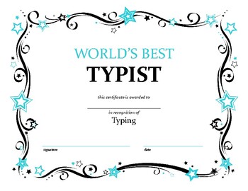 Typing Certificate by The Cool Classroom TCC21 | TPT