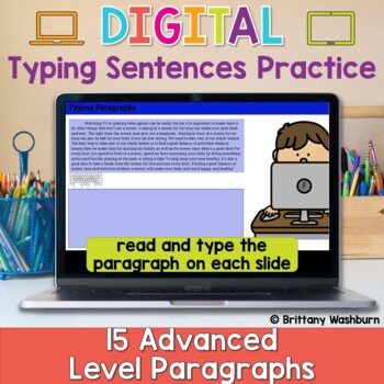 Preview of Typing Paragraphs ⌨️ Advanced Keyboarding Practice Activity 