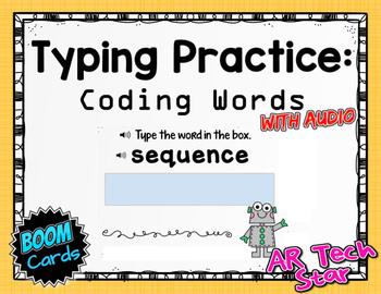 Preview of Typing Practice: Coding Words Boom Cards with AUDIO - Distance Learning