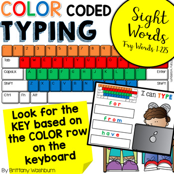 Preview of Typing Practice Color Coded Keyboarding - Sight Words