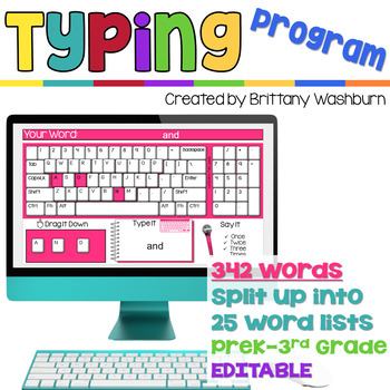 Preview of Typing Practice for PreK to 3rd Grade Sight Words - Keyboarding Program