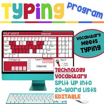 Preview of Typing Practice Keyboarding Program: Technology Vocabulary