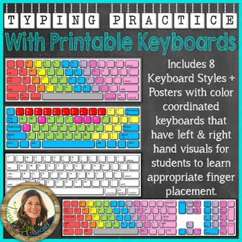 Preview of Typing Practice with Printable Keyboards - Distance Learning