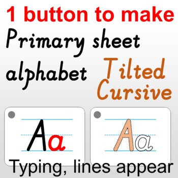 Preview of Typing lines, editable alphabet tracing sheet, Multifunctionfont, TILTED CURSIVE