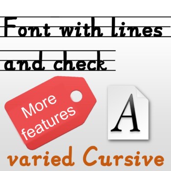 Preview of Typing lines, editable alphabet tracing sheet, Multifunctionfont, VARIED CURSIVE