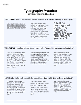 Preview of Typography Practice Worksheet