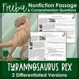 Tyrannosaurus Rex Dinosaur Nonfiction Passage FREEBIE