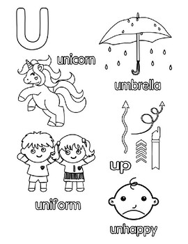 U Colouring Page - A1/A2 Young Learner Vocabulary by MICHELLE MUNOZ