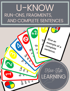 Preview of U-Know Game: Run-ons, Fragments, and Complete Sentences | Editing Activity