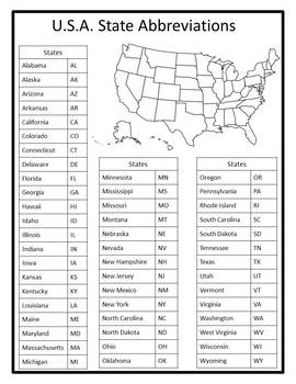 state abbreviations for on