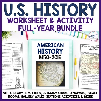 Preview of U.S. American History Worksheets Activities Primary Source Analysis Bundle