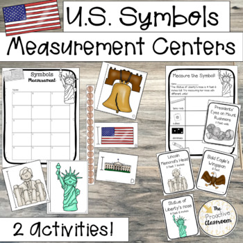 Preview of U.S. (American) Symbols Nonstandard Measurement Math Activity Center Worksheet