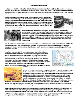 Preview of U.S. Railroads Westward Expansion Reading & Graphic Organizer Distance Learning