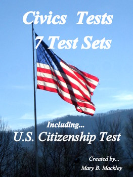 Preview of U.S. Civics Test  of 100 Questions + 6 Practice Tests-All With & Without Answers
