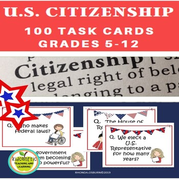 Preview of U.S. Government and Civics Task Cards or Flash Cards