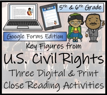 Preview of American Civil Rights Close Reading Bundle Digital & Print | 5th & 6th Grade
