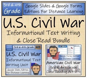 Preview of U.S. Civil War Writing & Close Reading Bundle Digital & Print | 3rd & 4th Grade