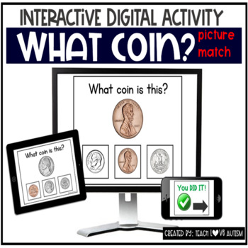 Preview of U.S. Coin Picture Match Digital Task Cards | Money Boom Cards