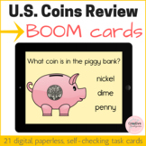 U.S. Coins Review Digital Task Cards with BOOM Cards for K