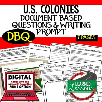 Preview of U.S. Colonies DBQ Document Based Questions & Writing, Digital Google Learning