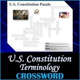 U.S. Constitution Crossword Puzzle Activity Worksheet - Ci