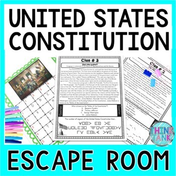 Preview of U.S. Constitution ESCAPE ROOM Activity! Constitution Day - Reading Comprehension