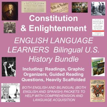 Preview of U.S. Constitution & Enlightenment Guided Reading Packet Bilingual Bundle