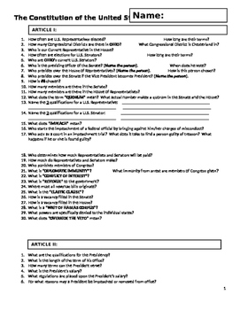 Ohio Constitution Worksheets Teaching Resources Tpt