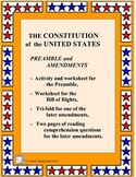 U. S. Constitution: Preamble and Bill of Rights Worksheets