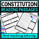 U.S. Constitution Reading Passages, Questions and Text Mar