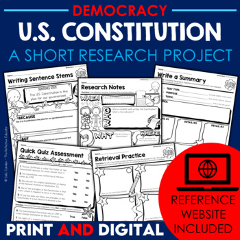 Preview of U.S. Constitution | Social Studies | Research Project for Google Classroom™