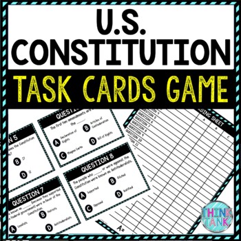 Preview of U.S. Constitution Task Cards Review Game | Civics and Government