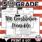 U.S. Constitution: The PREAMBLE | 5th Grade Social Studies