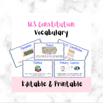 Preview of U.S Constitution Vocabulary Flash-Cards - 7 Vocabulary words.