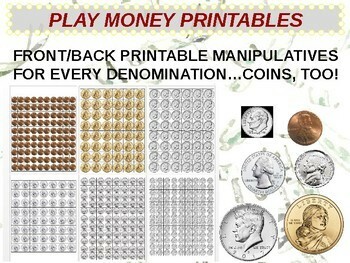 u s currency play money printable manipulatives all coins and bills